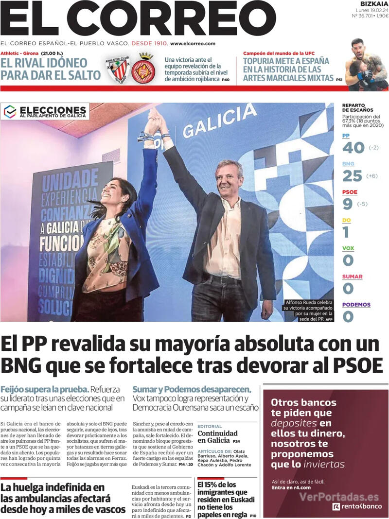 Portada El Periódico 2024-02-19