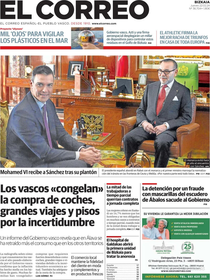 Portada El Correo 2024-02-23