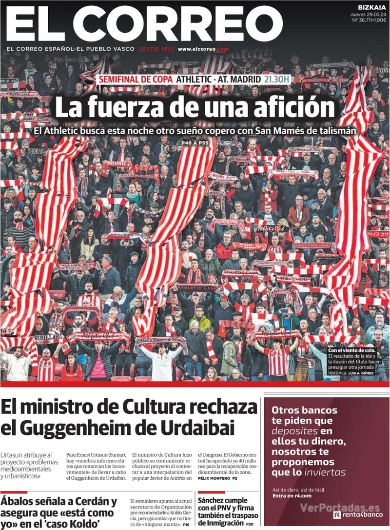 Portada El Correo 2024-03-01