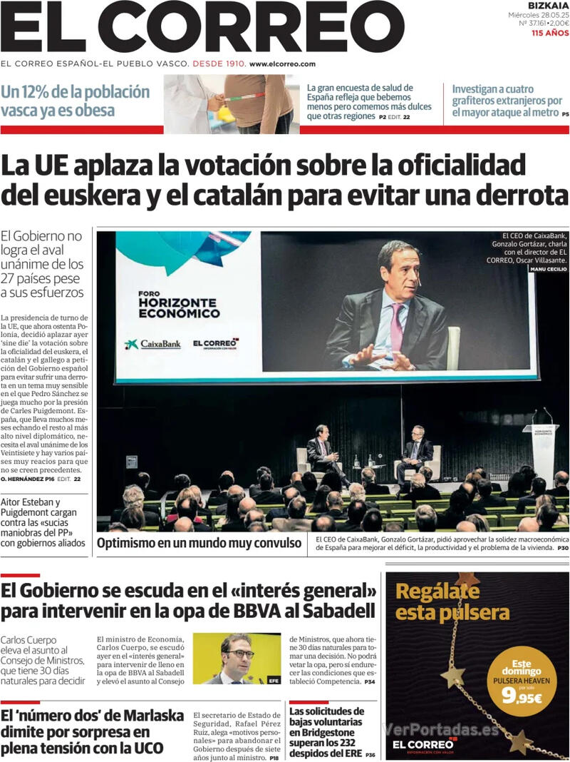 Portada El Periódico 2025-05-28