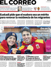 Portada El Correo 2026-02-20