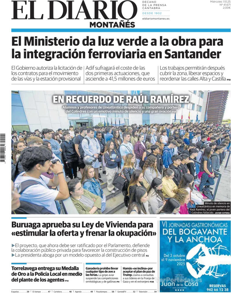 Portada Diario de Navarra 2025-10-01