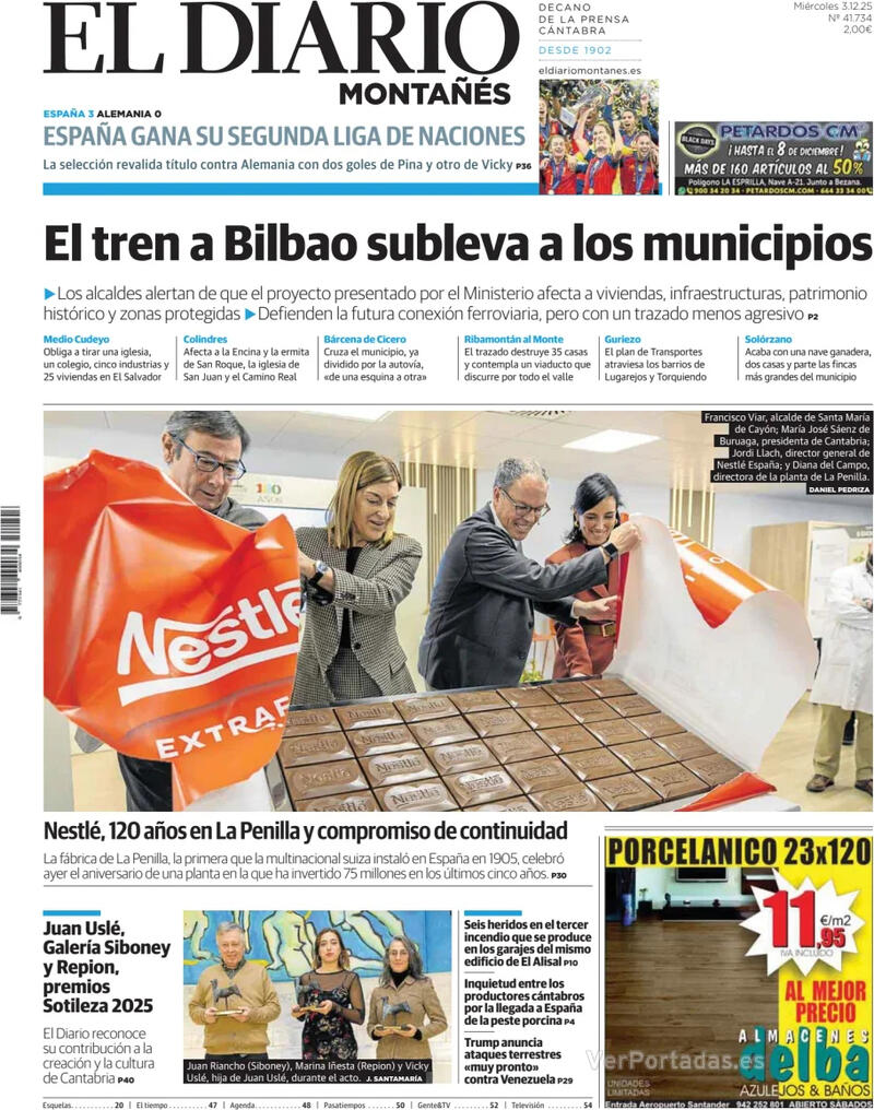 Portada Diario de Navarra 2025-12-03