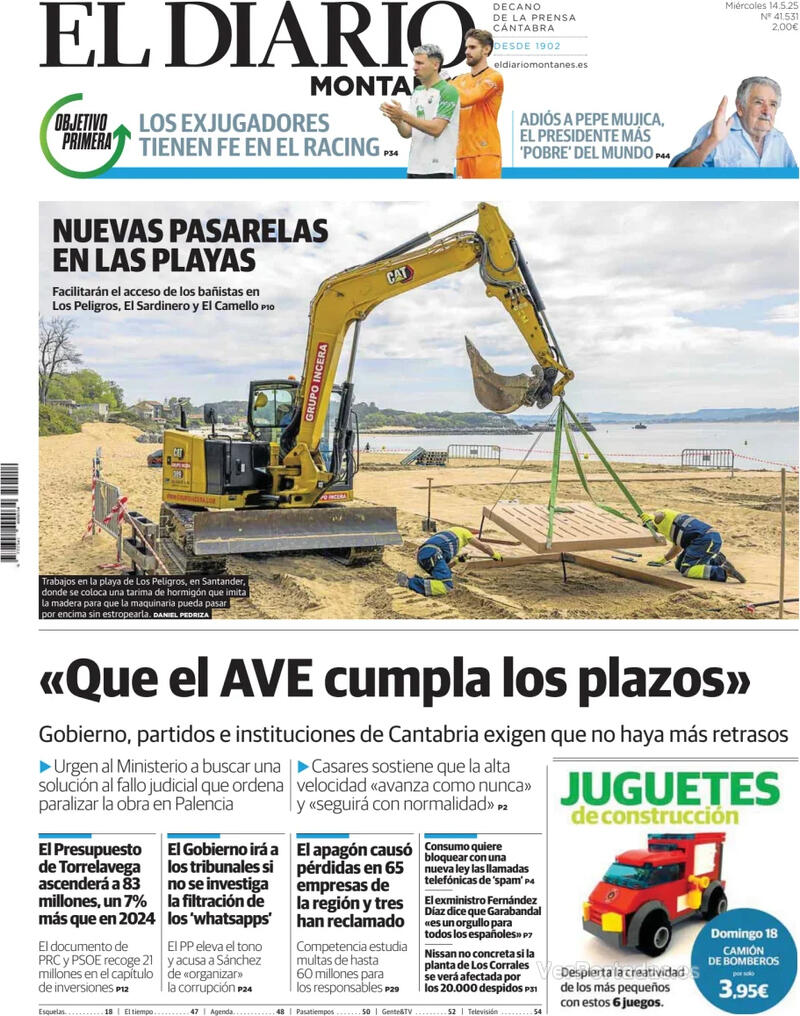 Portada Diario de Navarra 2025-05-14