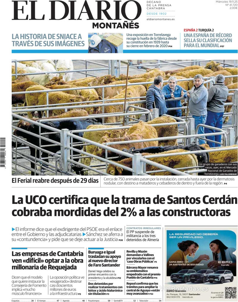 Portada Diario de Navarra 2025-11-19