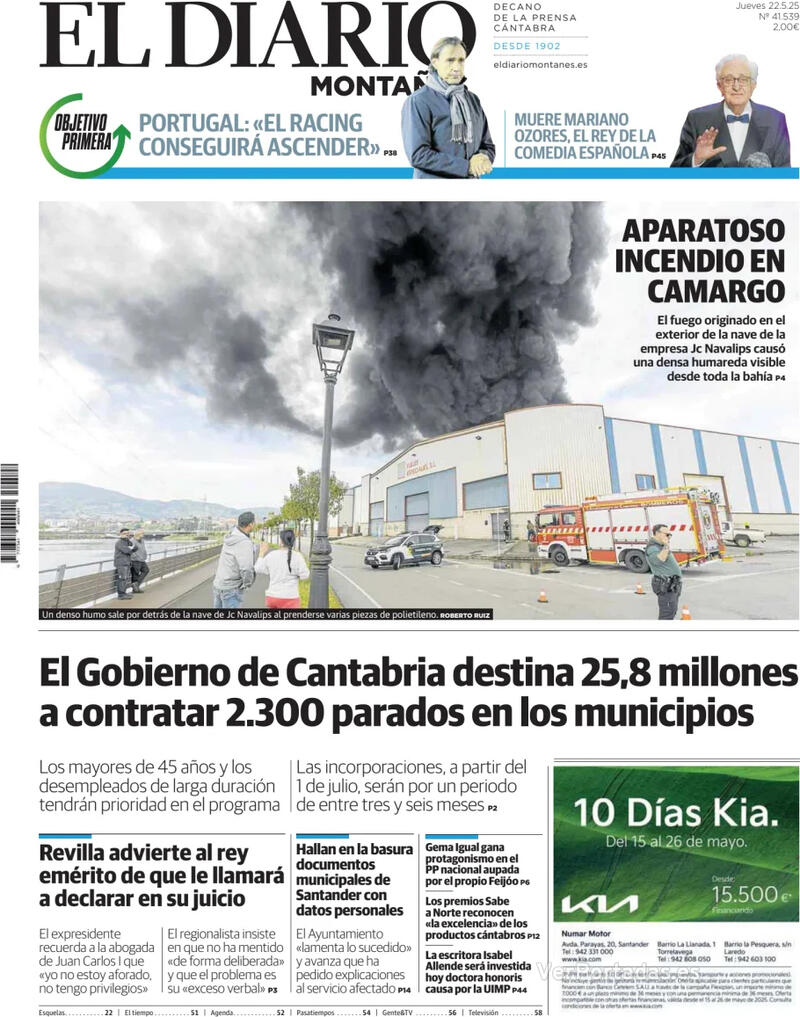 Portada Diario de Navarra 2025-05-22