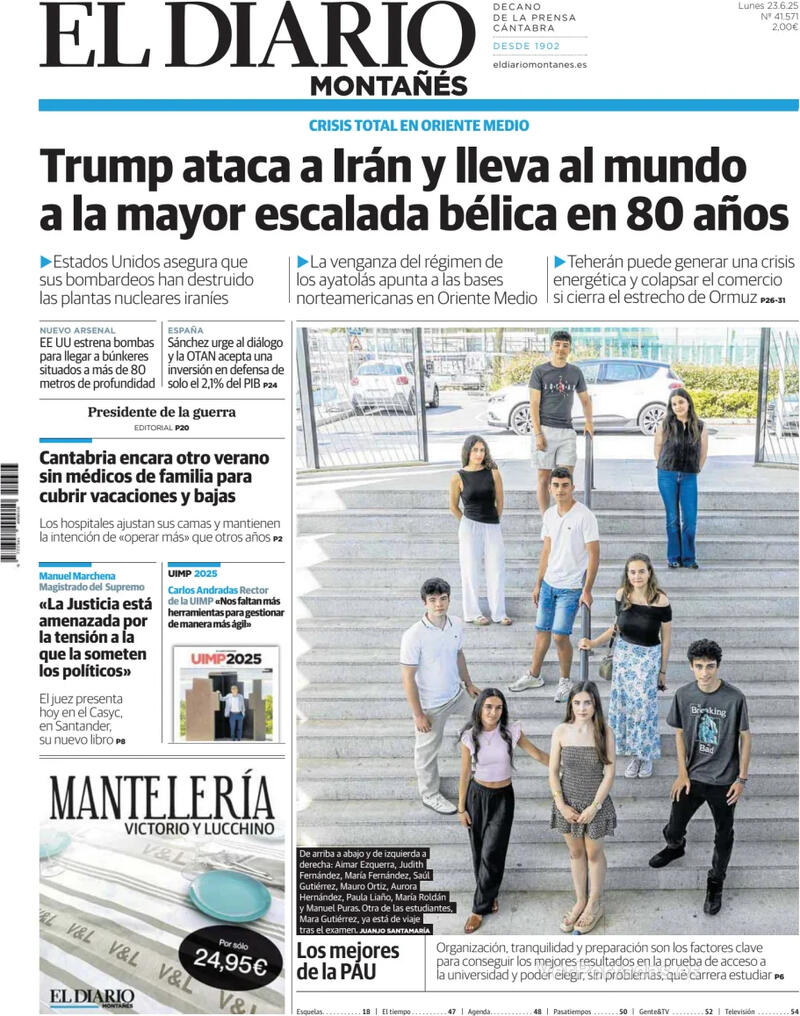 Portada Diario de Navarra 2025-06-23