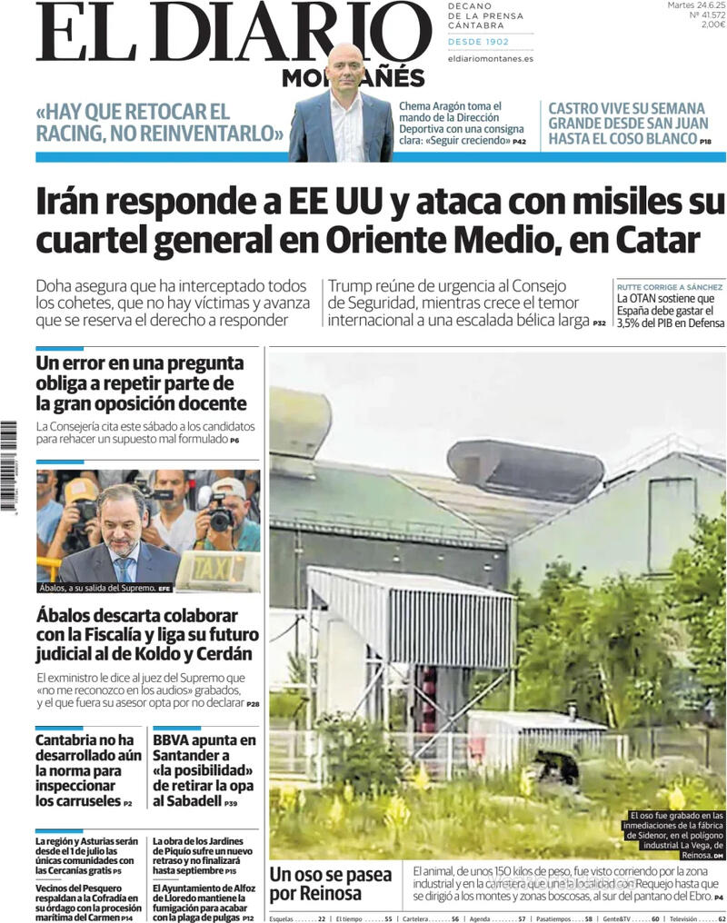 Portada Diario de Navarra 2025-06-24