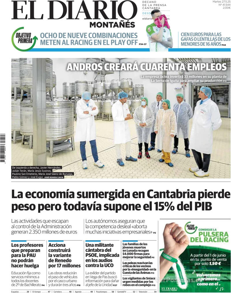 Portada Diario de Navarra 2025-05-27