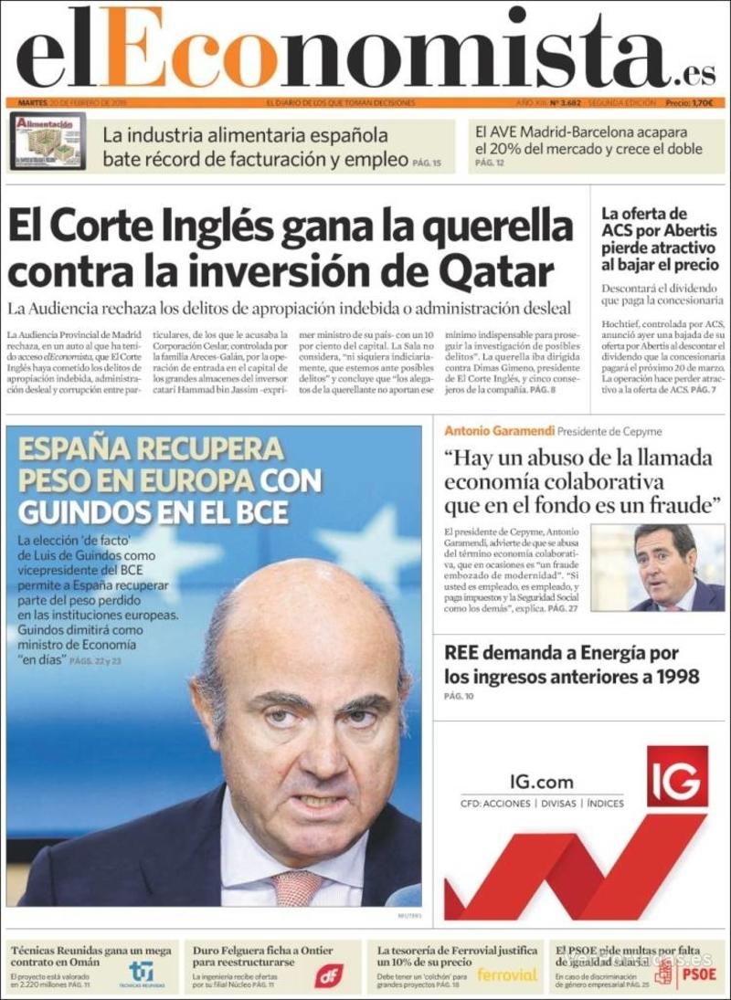 Portada Expansión 2018-02-20