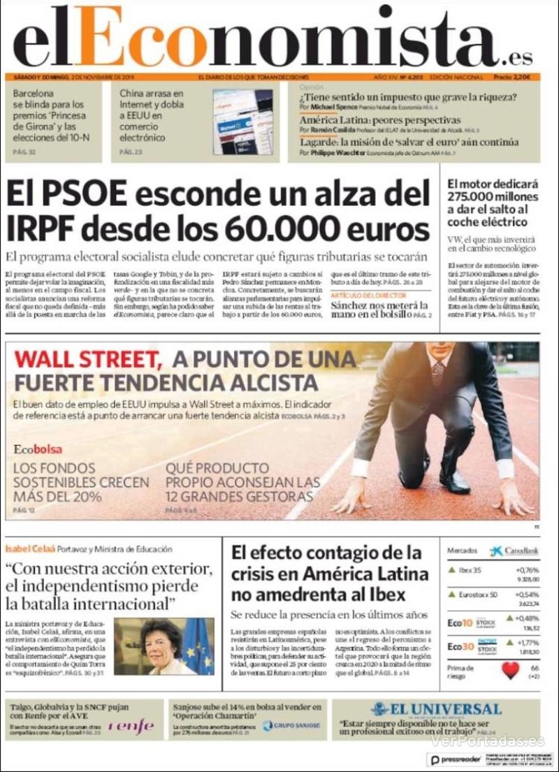 Portada El Economista 2019-11-04