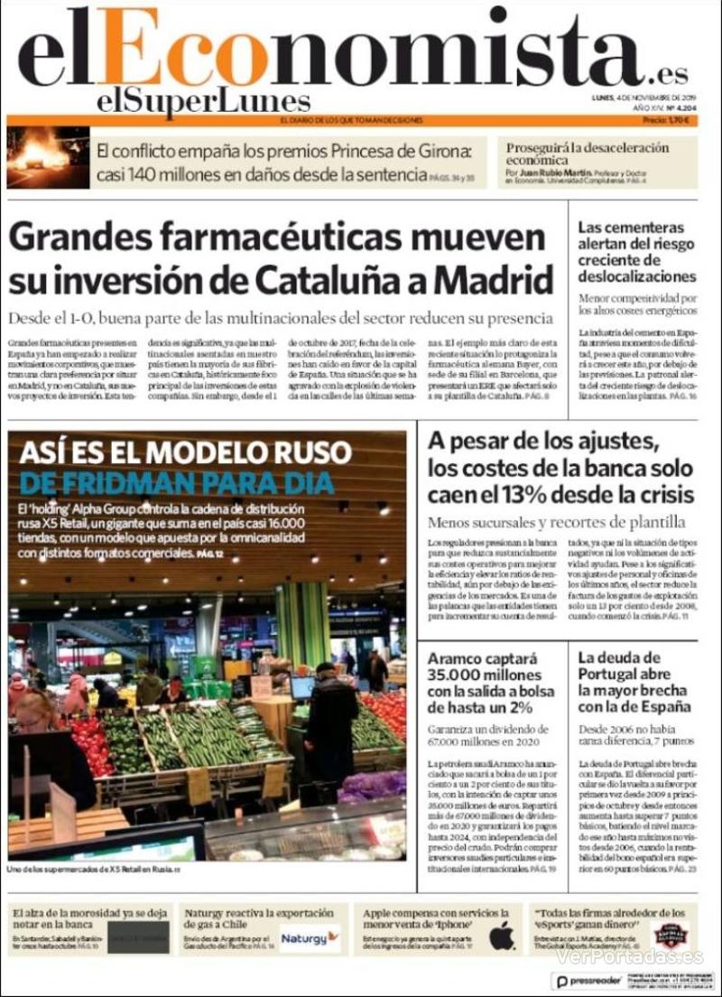 Portada El Economista 2019-11-05