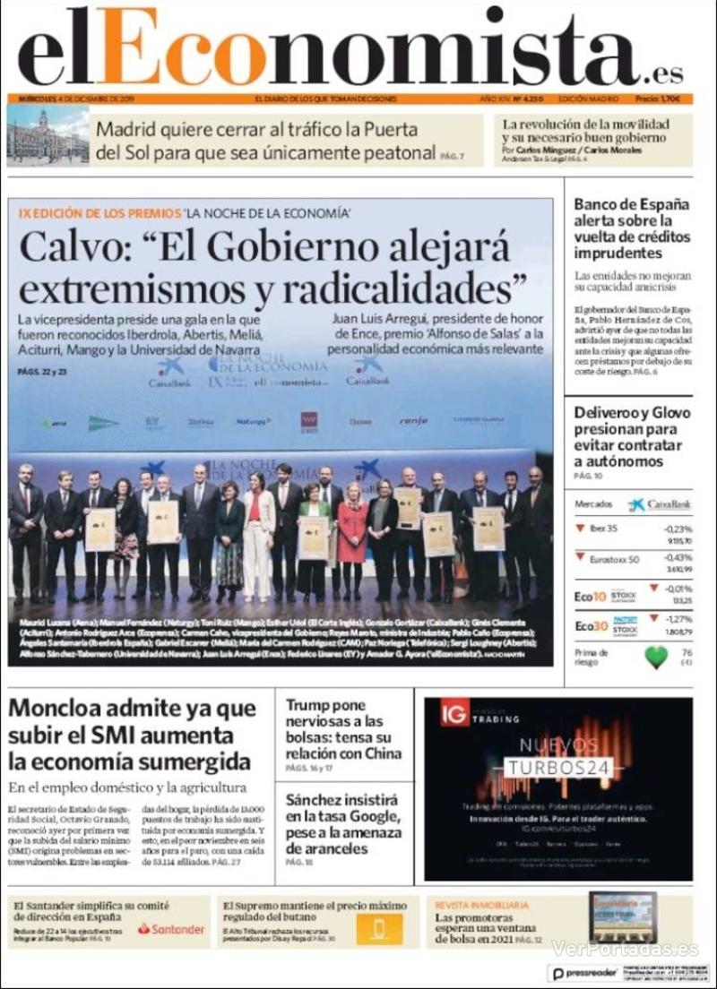 Portada El Economista 2019-12-05