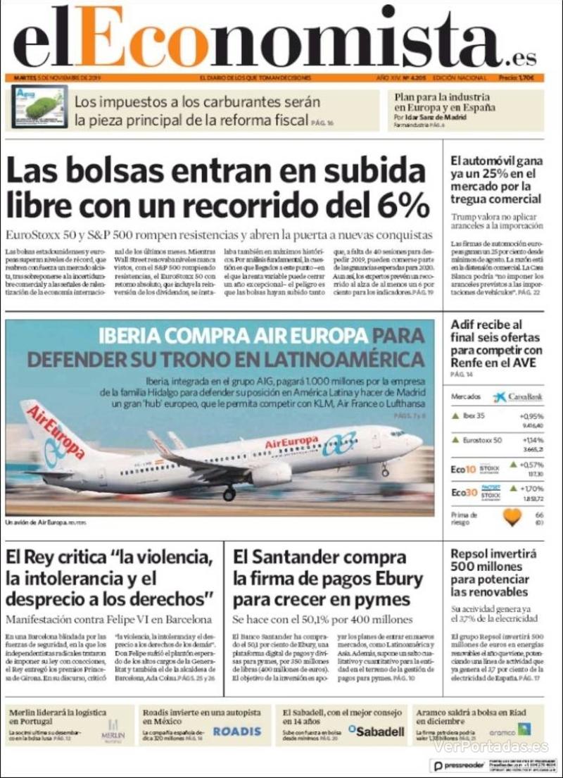 Portada El Economista 2019-11-06