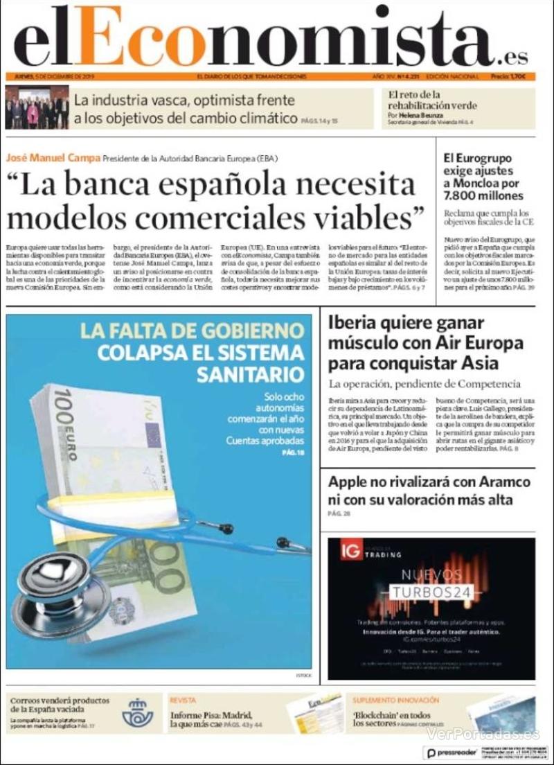 Portada El Economista 2019-12-06