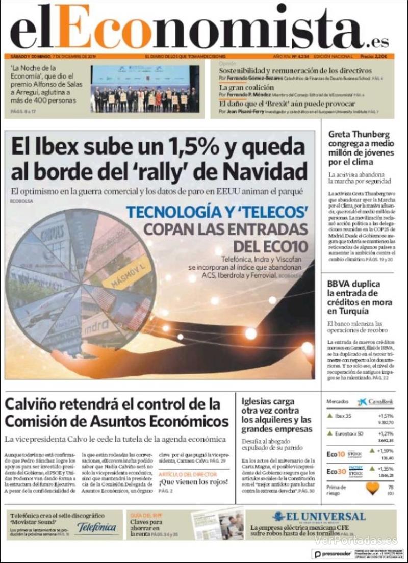 Portada El Economista 2019-12-09