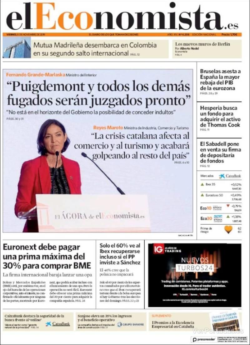 Portada El Economista 2019-11-09