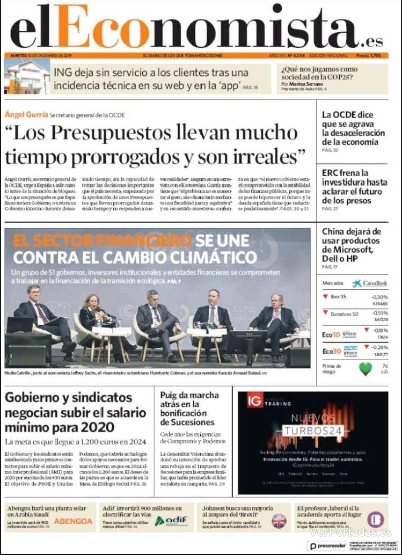 Portada El Economista 2019-12-11