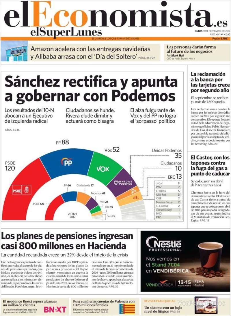 Portada El Economista 2019-11-12