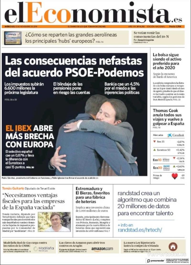 Portada El Economista 2019-11-14