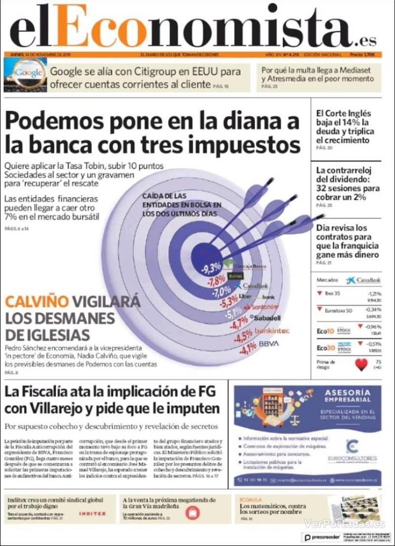 Portada El Economista 2019-11-15