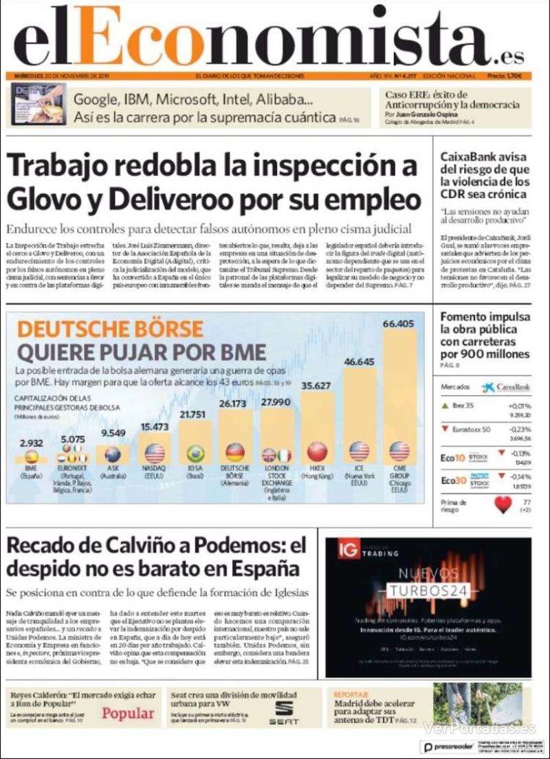 Portada El Economista 2019-11-21