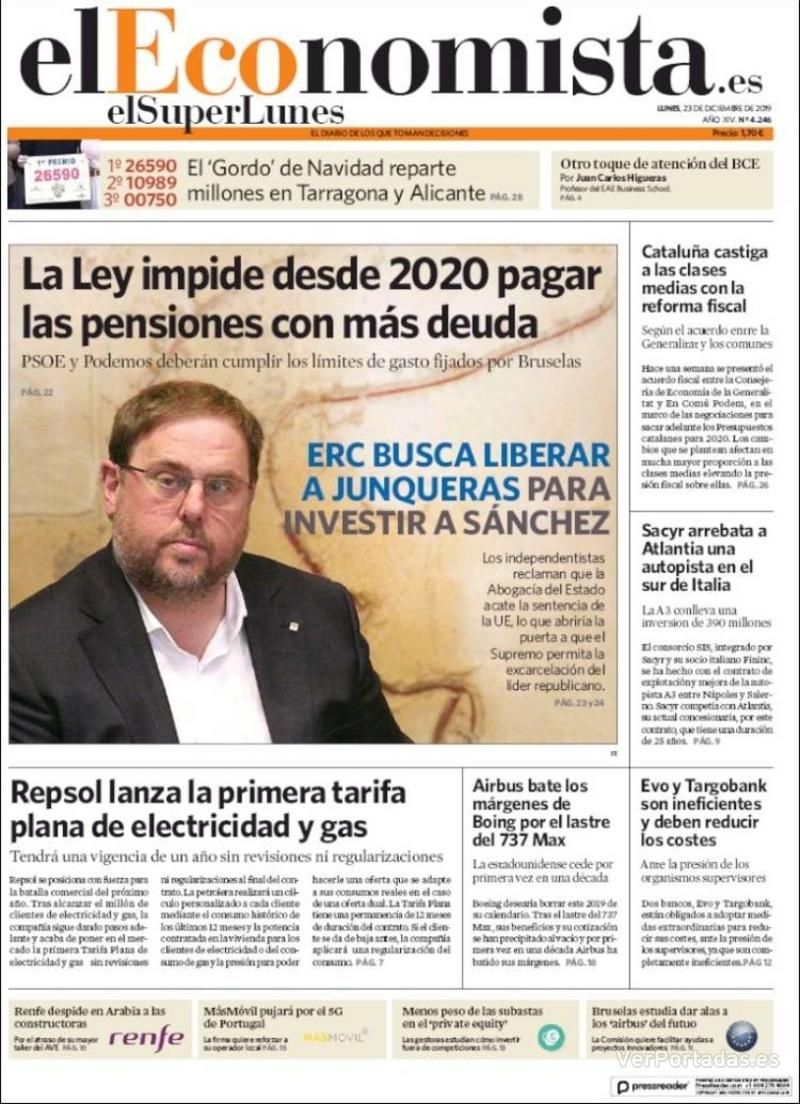 Portada El Economista 2019-12-24