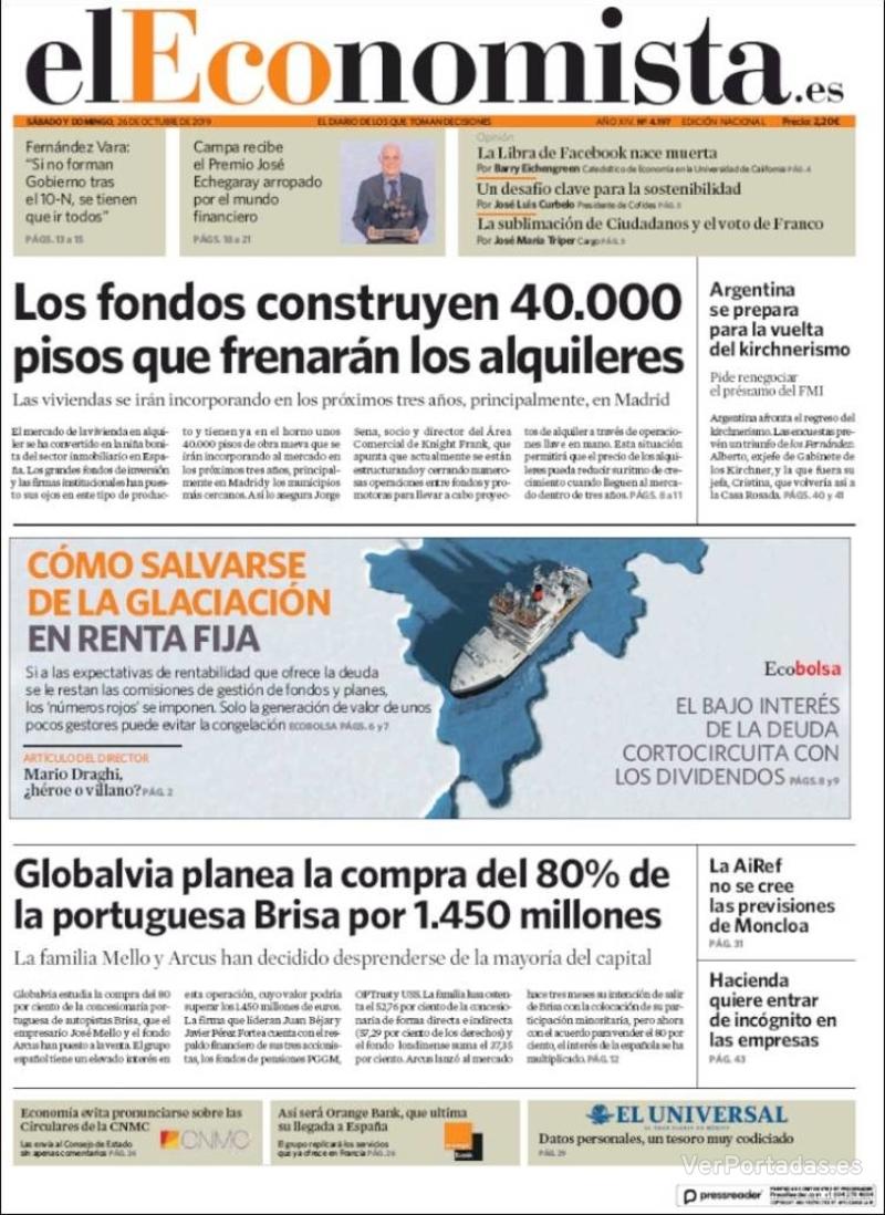 Portada El Economista 2019-10-28