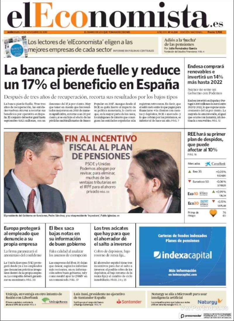 Portada El Economista 2019-11-28