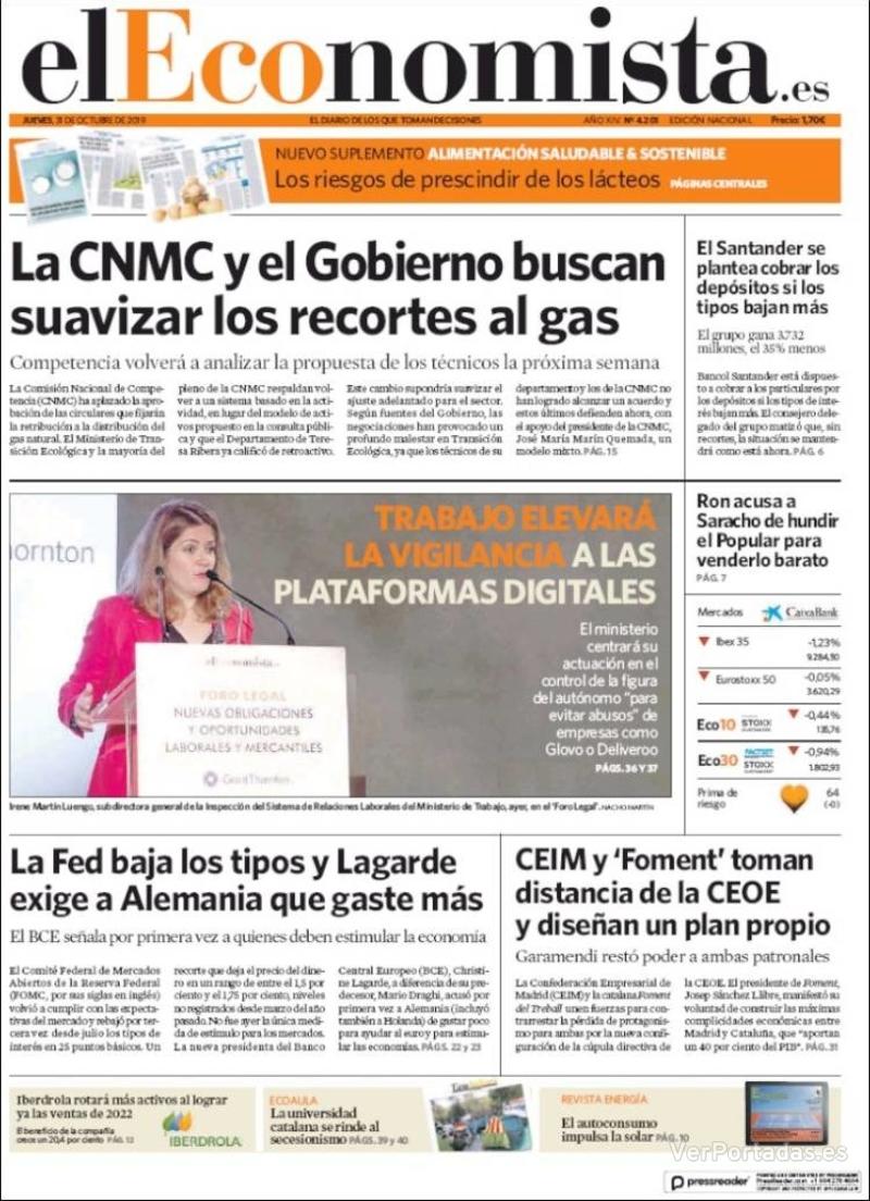 Portada El Economista 2019-11-01