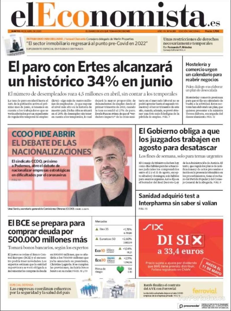 Portada Expansión 2020-04-28