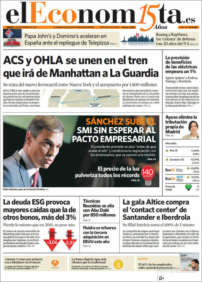 Portada El Economista 2021-09-03