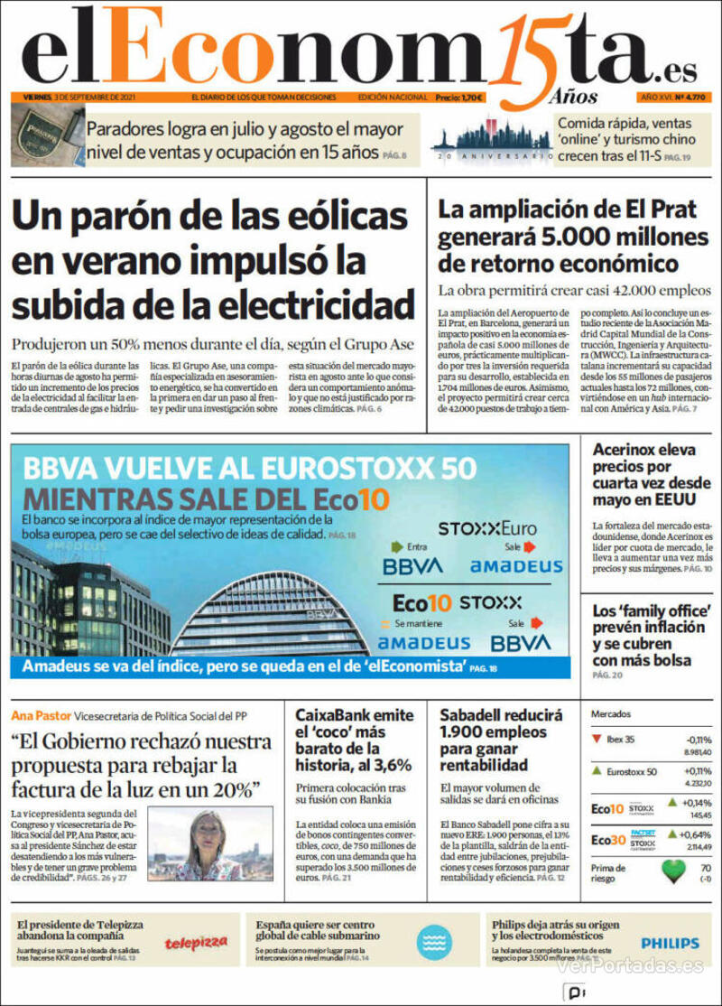 Portada El Economista 2021-09-04