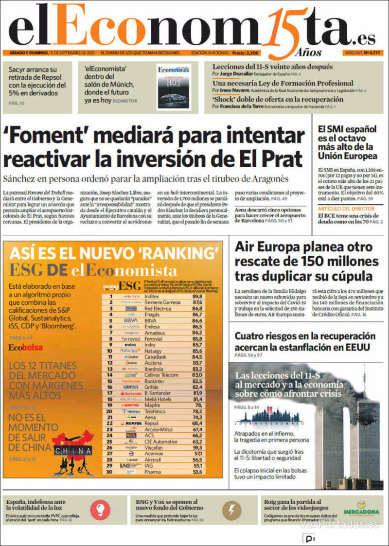 Portada El Economista 2021-09-13