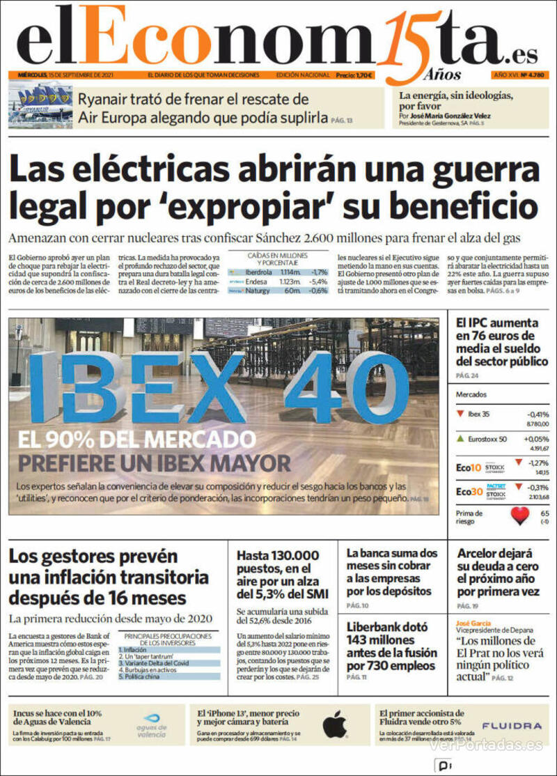 Portada El Economista 2021-09-16