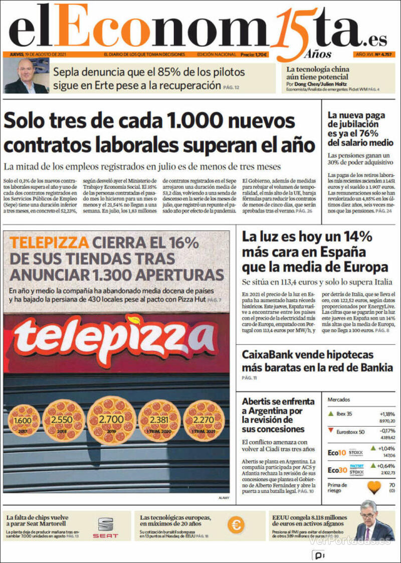 Portada El Economista 2021-08-20