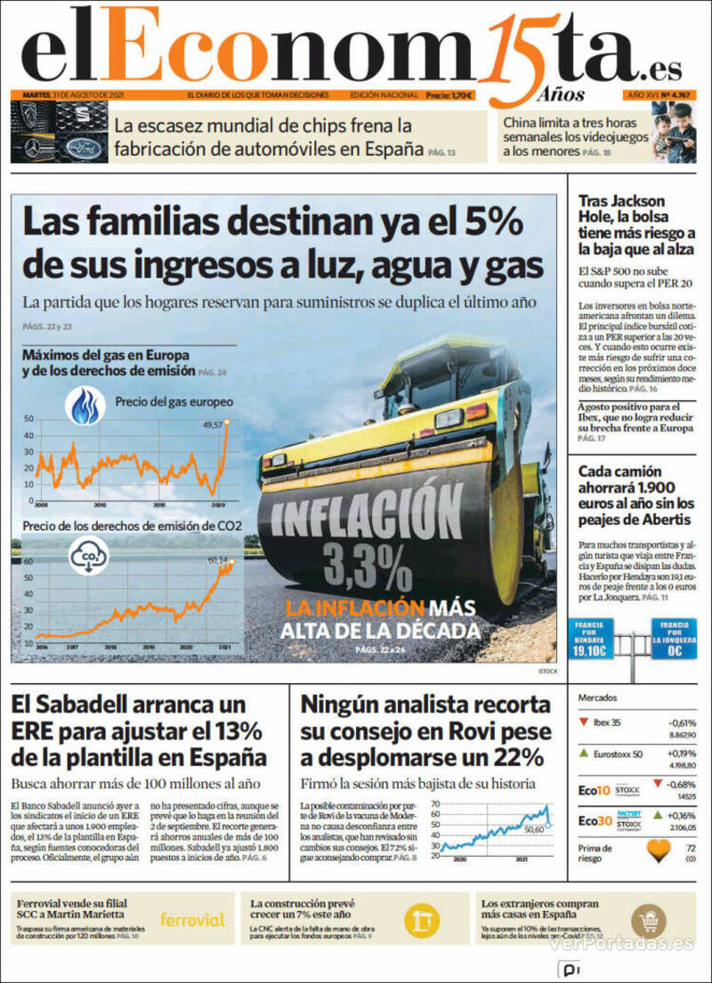 Portada El Economista 2021-09-01