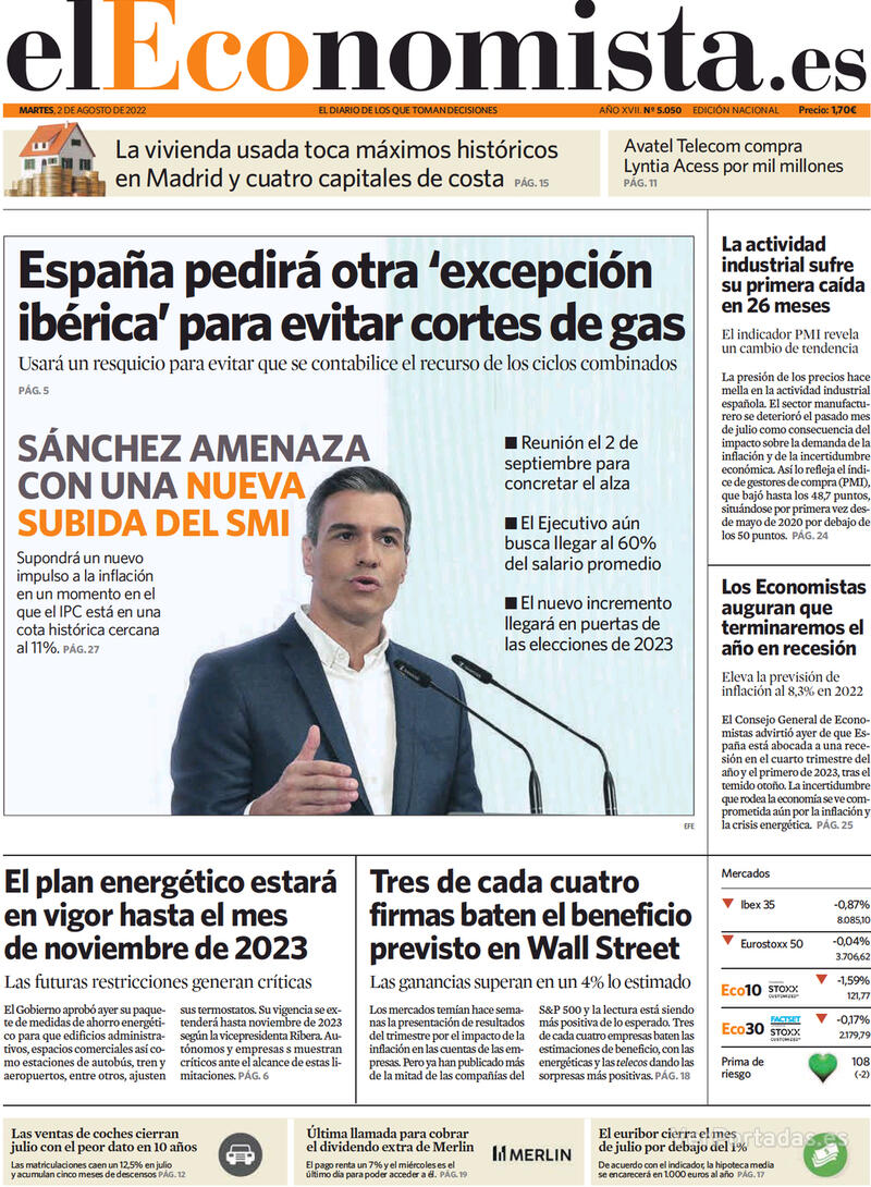 Portada El Economista 2022-08-03