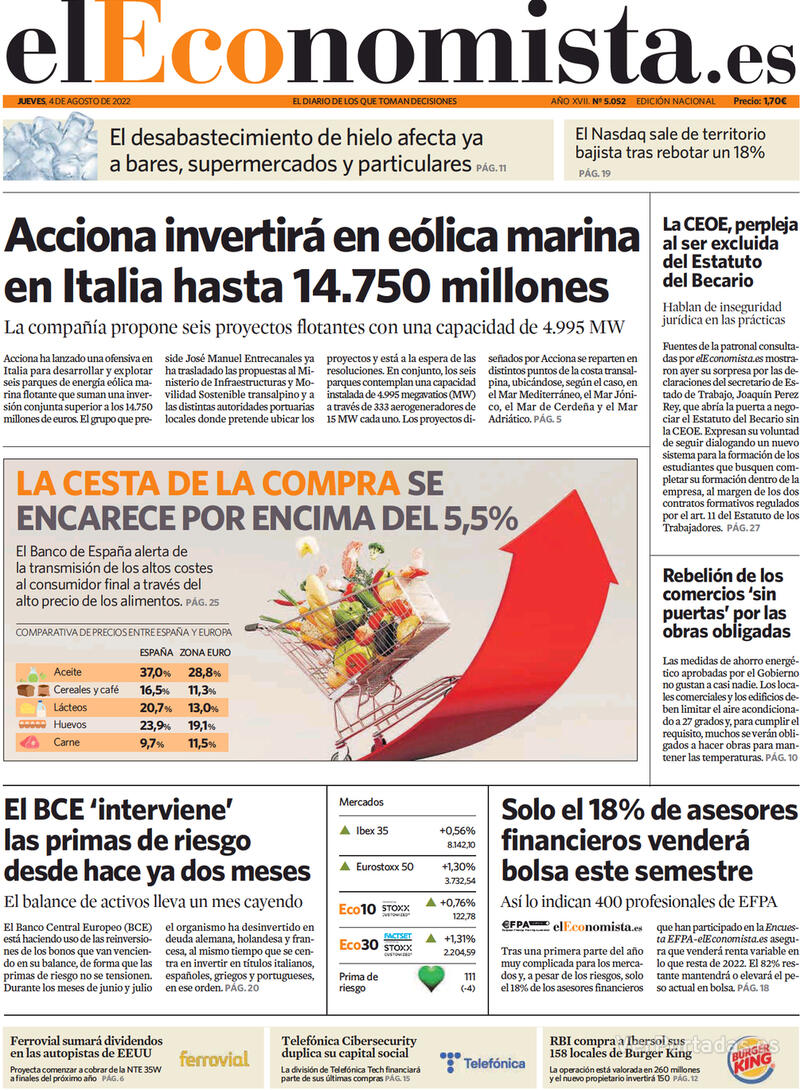 Portada El Economista 2022-08-05