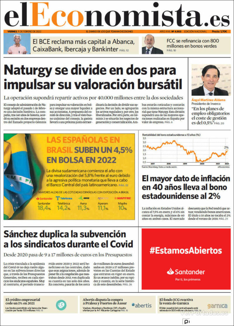 Portada El Economista 2022-02-12