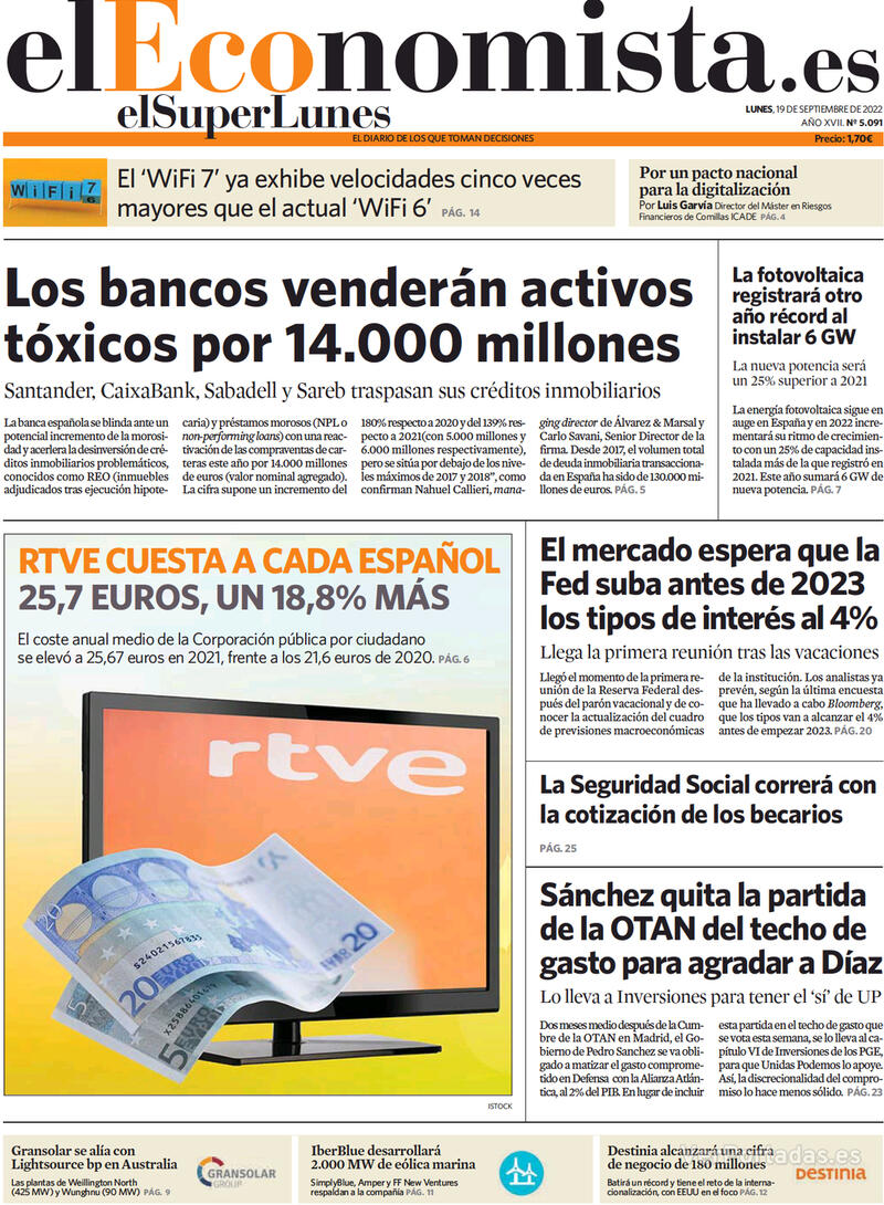 Portada El Economista 2022-09-20