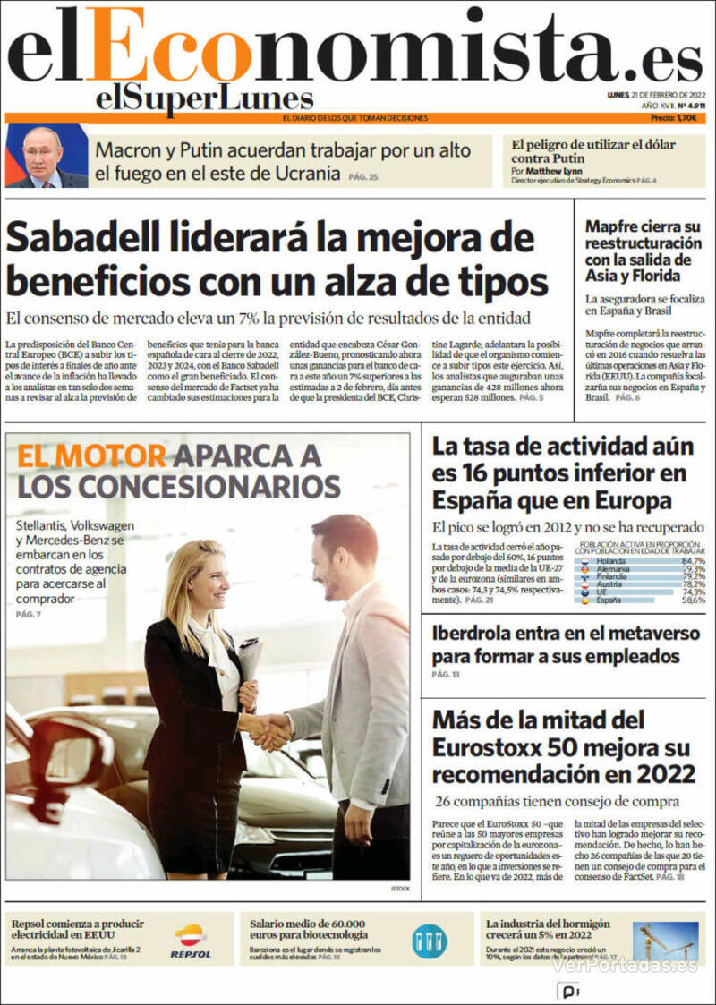 Portada El Economista 2022-02-22