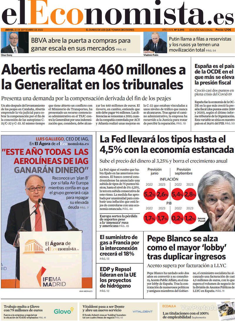 Portada El Economista 2022-09-23