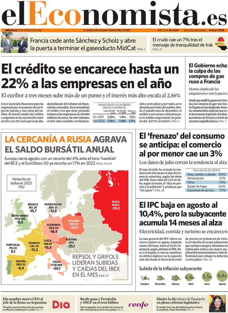 Portada El Economista 2022-09-01