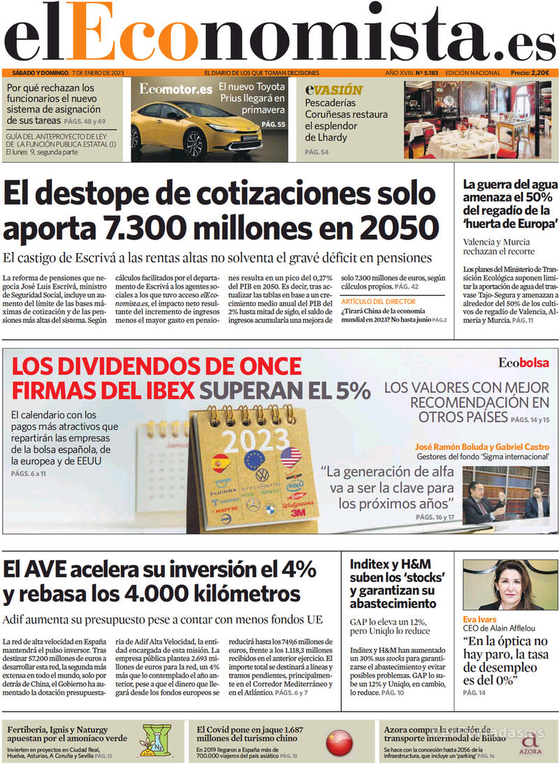Portada El Economista 2023-01-09