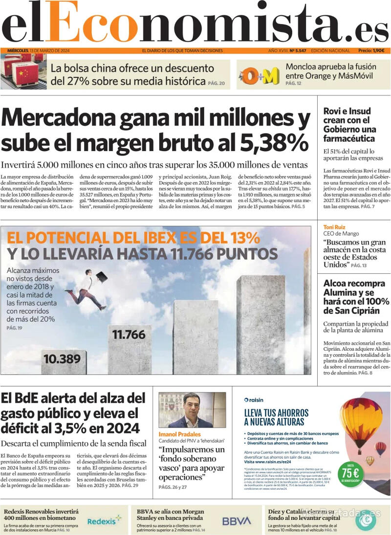 Portada El Economista 2024-03-14