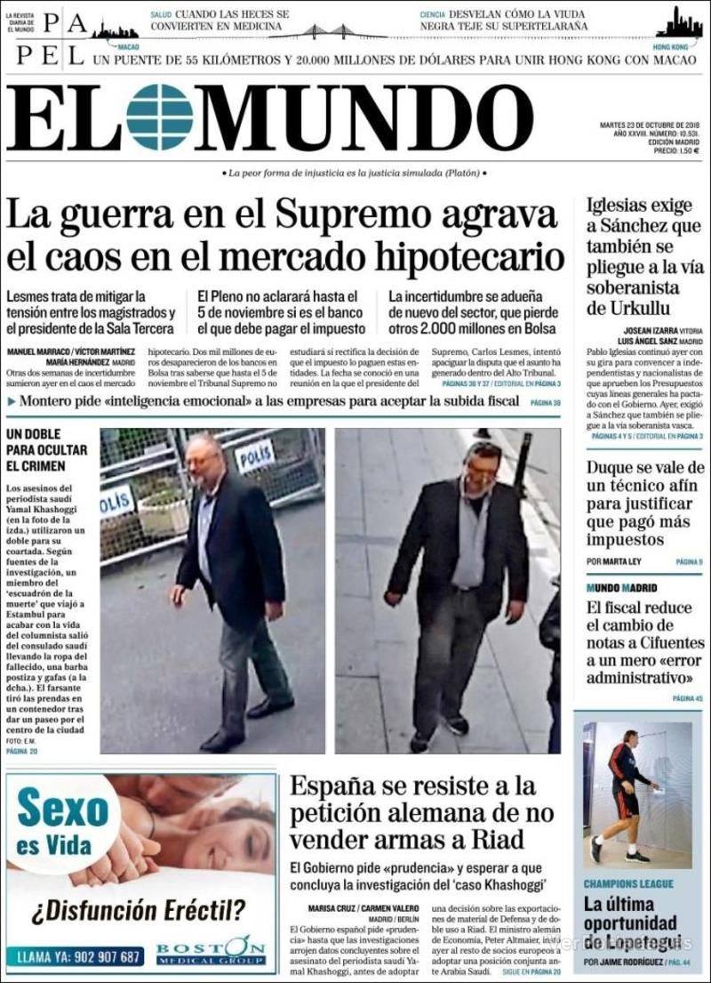 Portada El Mundo 2018-10-24