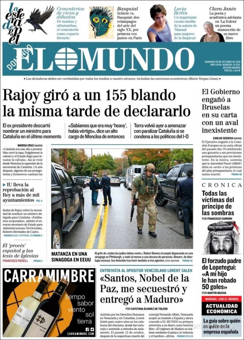 Portada El Mundo 2018-10-29