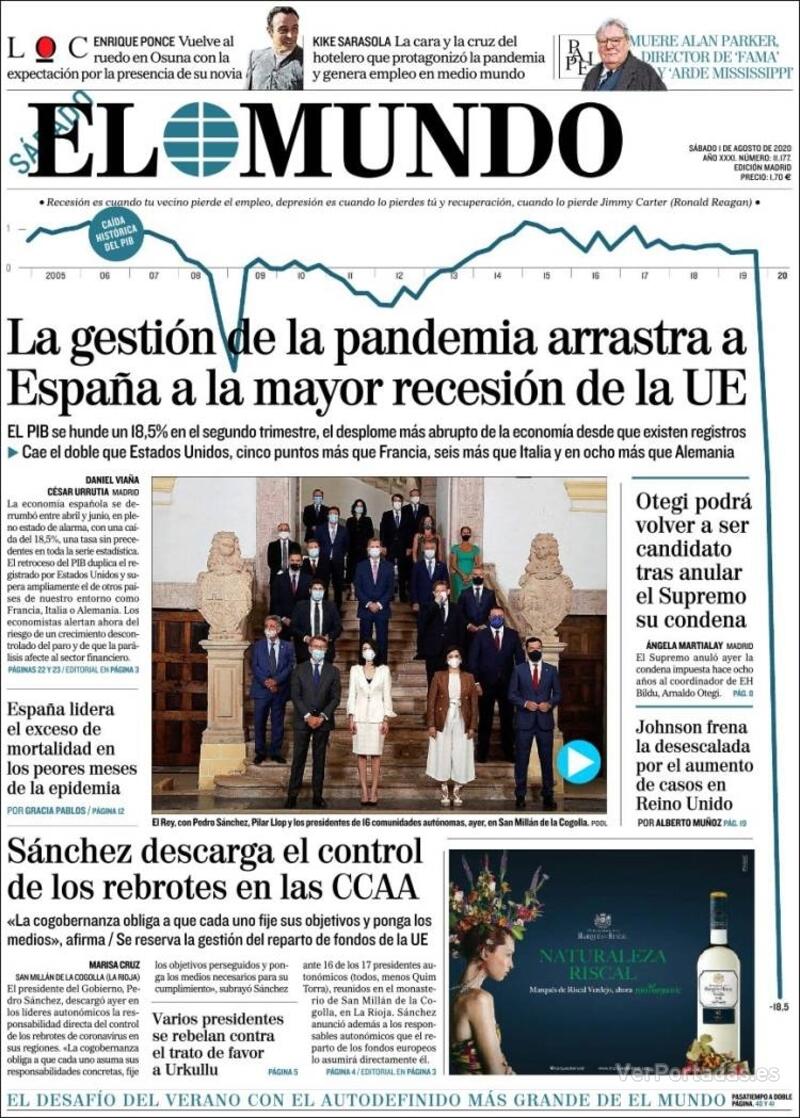 Portada El Mundo 2020-08-02