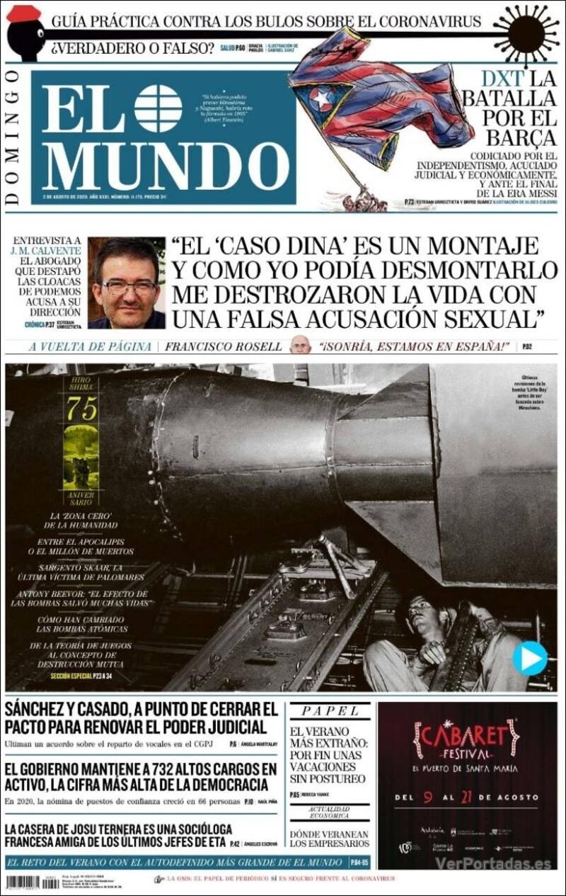 Portada El Mundo 2020-08-03